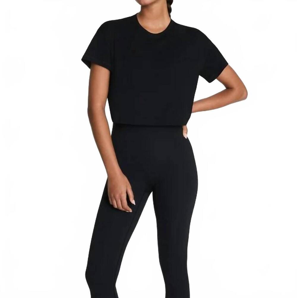 NEW SPANX cropped short sleeve tee in black
